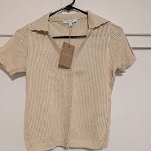 RIHOAS Cream Button Down Knit Shirt